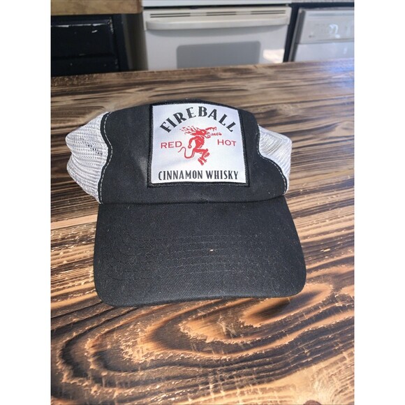 Fireball Cinnamon Trucker Hat Mens Whisky Red Hot Mesh Adjustable Snapback Cap - Picture 5 of 5